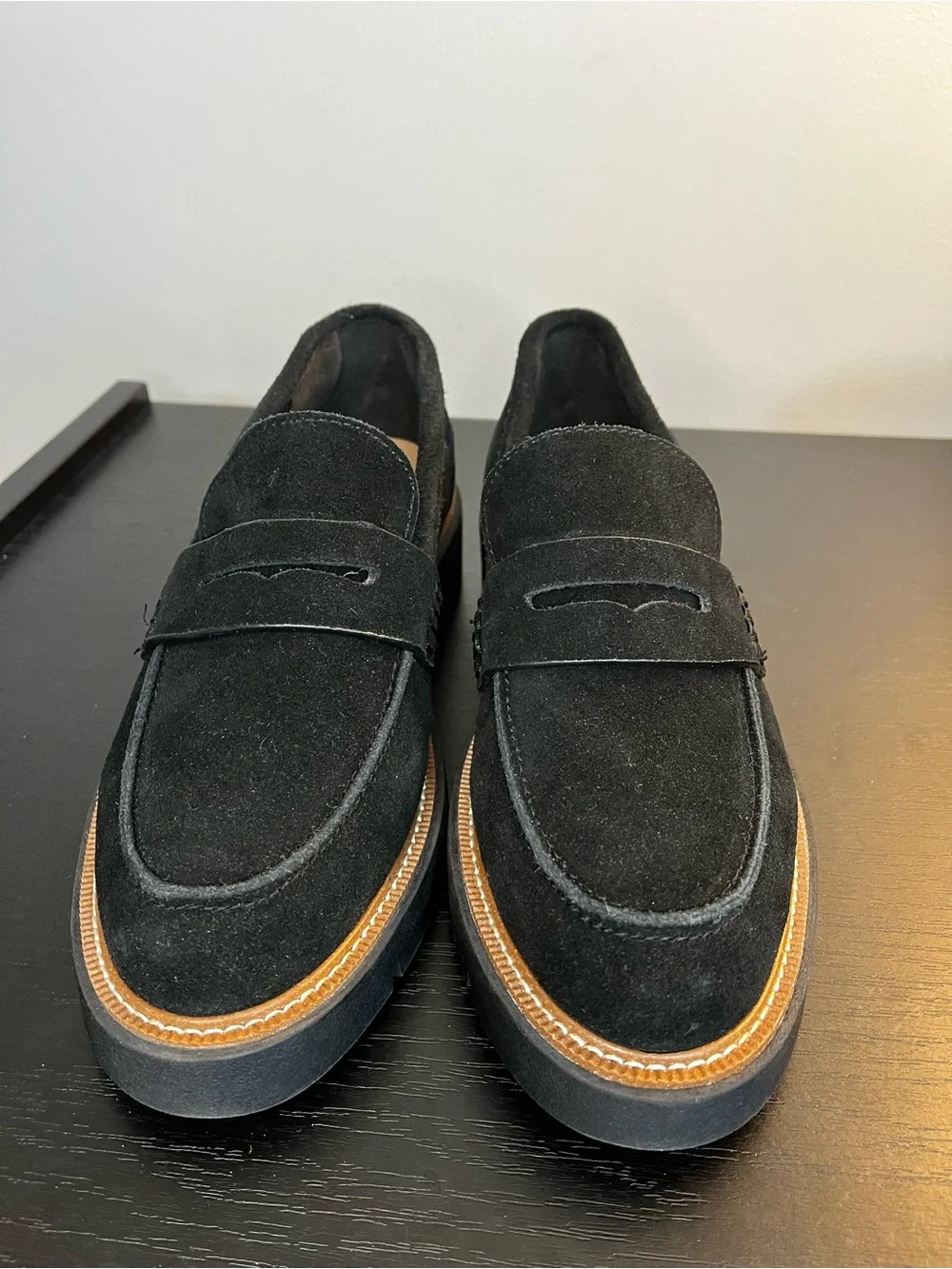 NWT Blondo Black Suede Penny Loafers - Lug Sole Waterproof Women’s 8.5